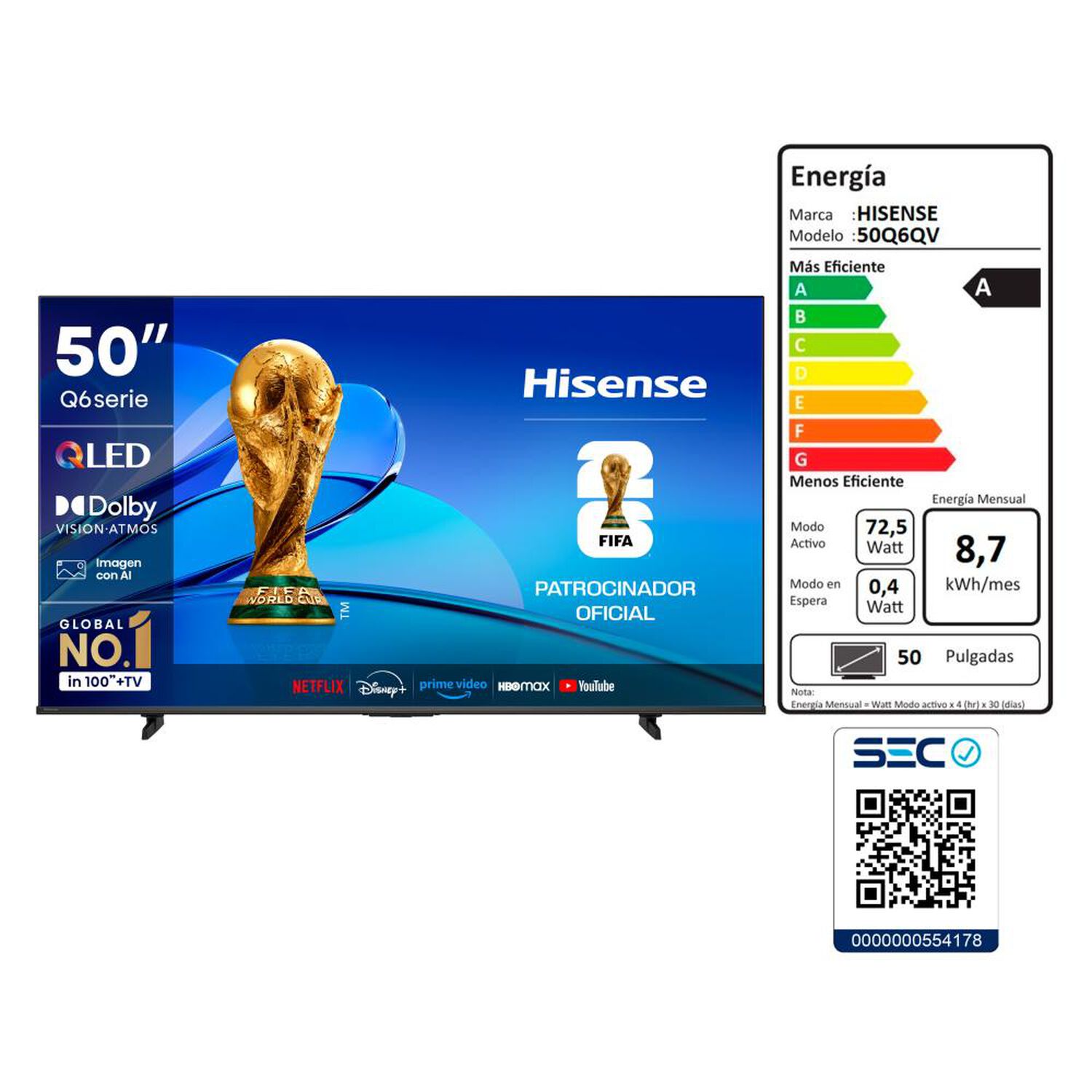 Qled 50" Hisense 50Q6QV / Ultra HD 4K / Smart TV image number 8.0
