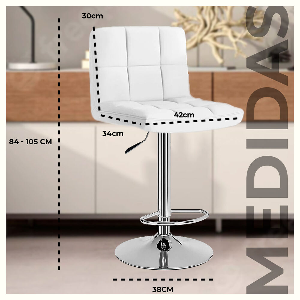 Silla Piso Bar Taburete Con Respaldo Blanco image number 5.0