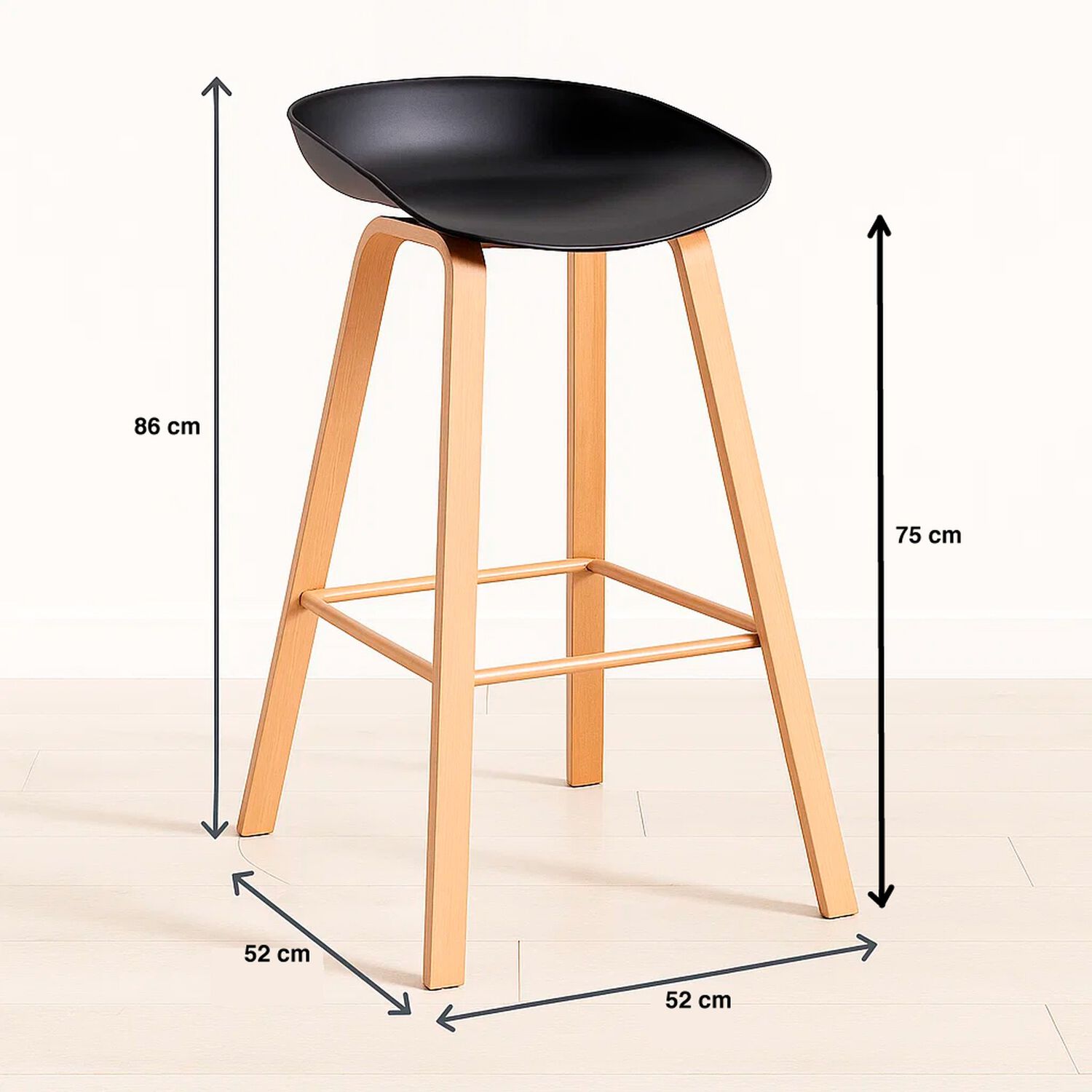 Taburete Piso Bar Nordic - Negro image number 6.0