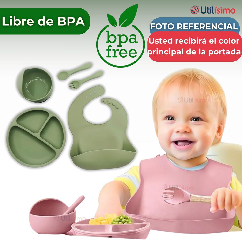 Set De Alimentación Bebé Silicona 5 Piezas Libre Bpa Colores Surtidos image number 1.0