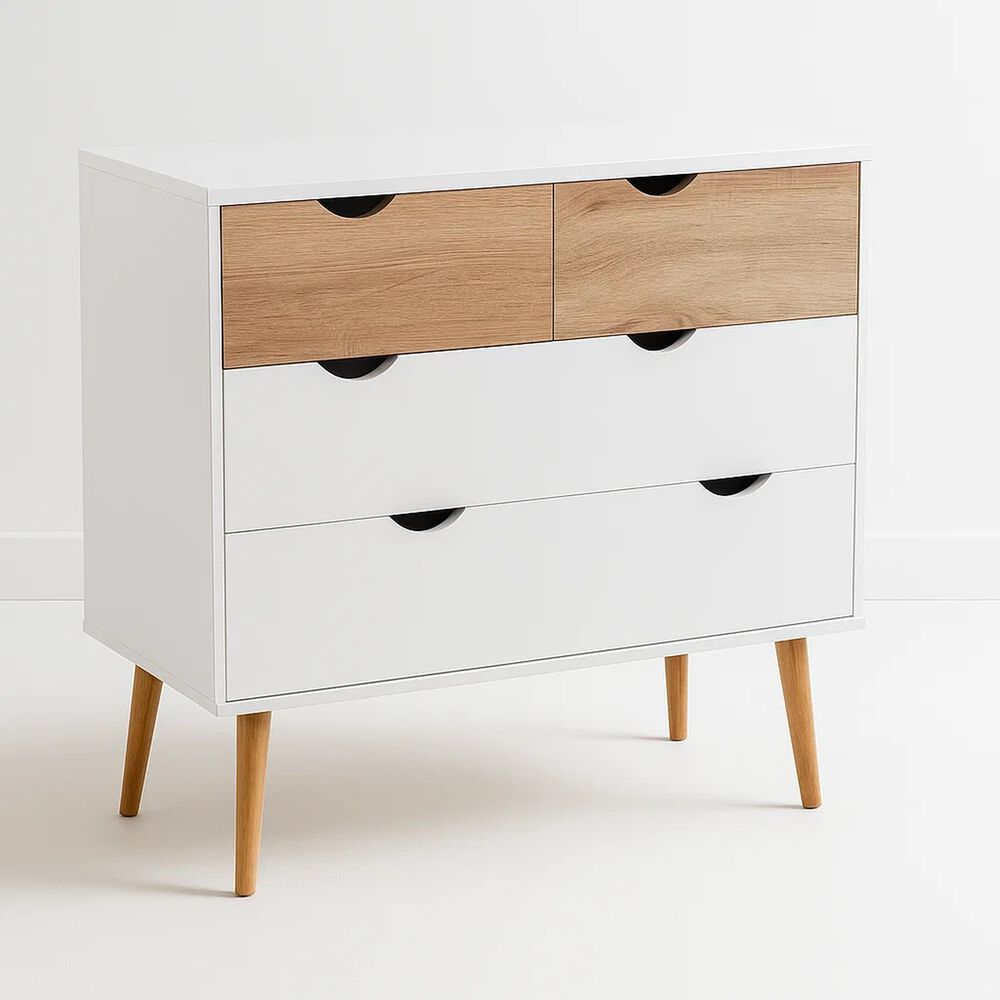 C&oacute;moda 4 Cajones Blanca Madera Mdf image number 0.0