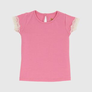 Polera Rosa Encaje Algod&oacute;n Peruano
