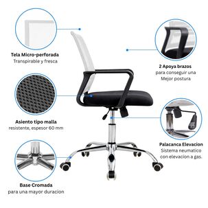 Silla De Oficina Ergon&oacute;mica Santiago Con Altura Ajustable Y Soporte Lumbar