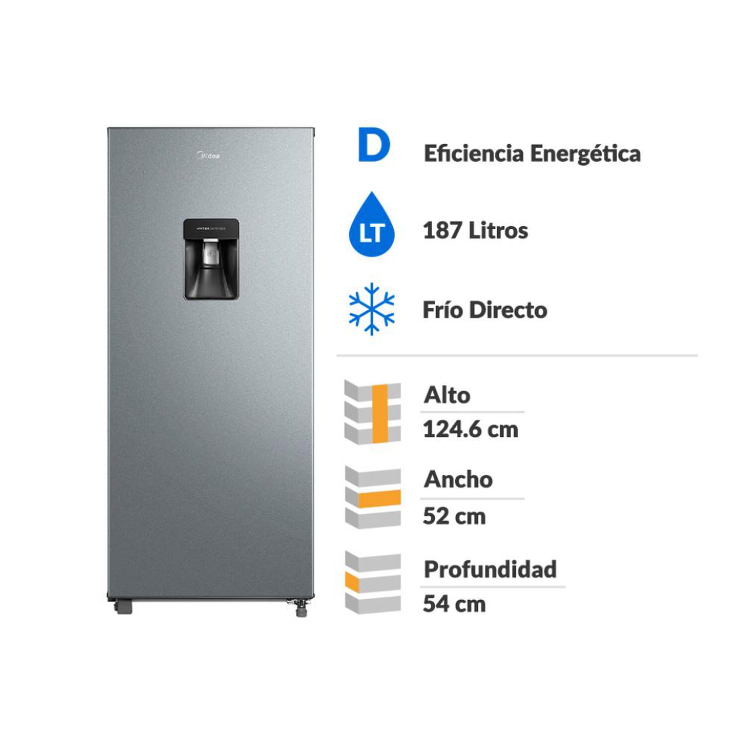Frigobar Midea Mdrd268fge50w / Fr&iacute;o Directo / 187 Litros / D image number 1.0