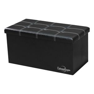 Banqueta Puff Baul Organizador Sillón Negro 76x38cm