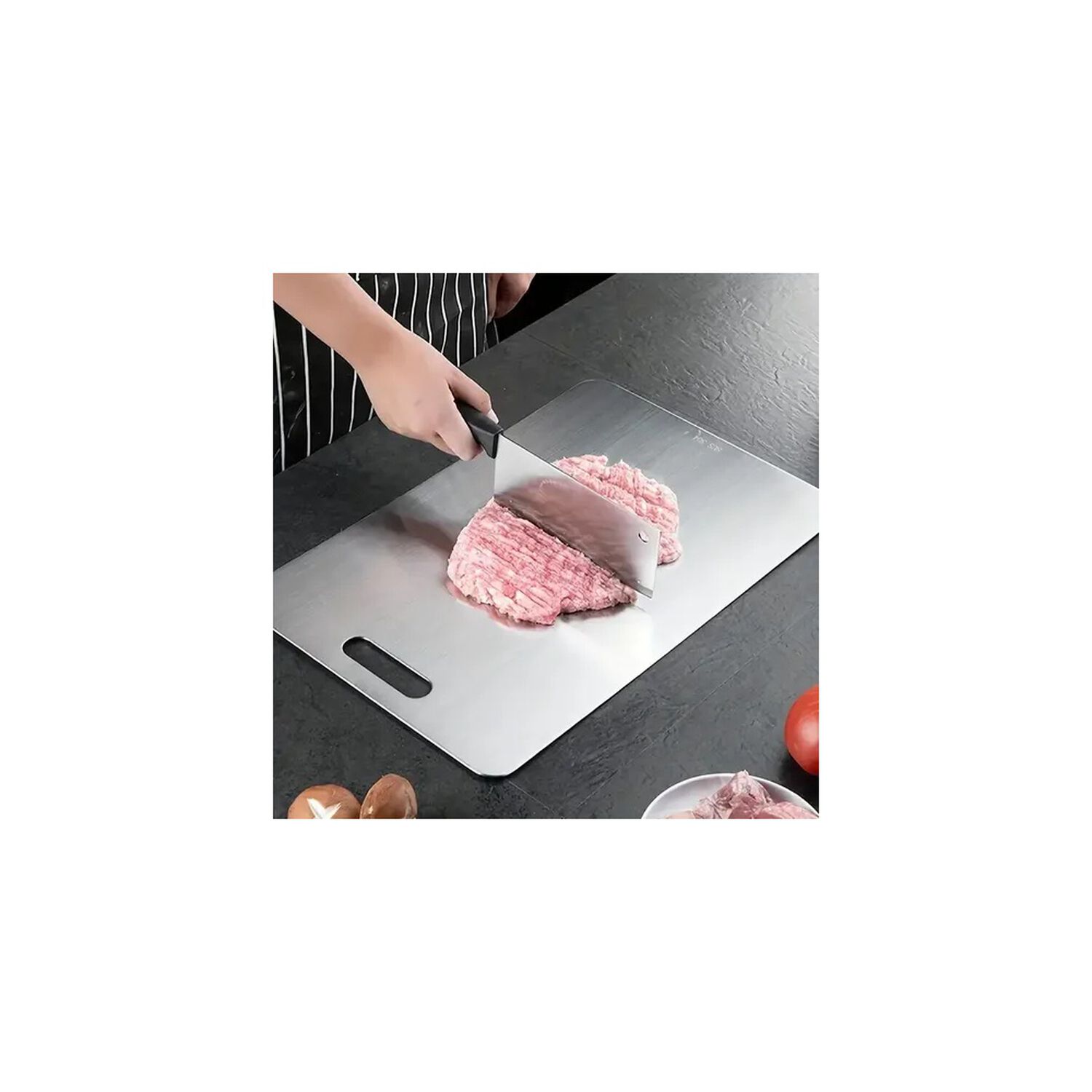 Tabla De Cortar Doble Cara Acero Inoxidable 36x25 Cocina Lisa image number 0.0