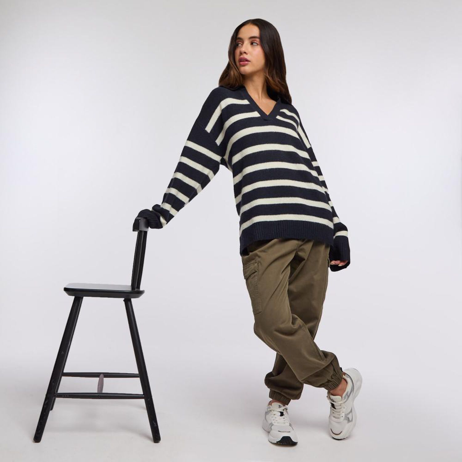 Sweater Rayas Manga Larga Cuello Camisero Mujer Freedom image number 1.0