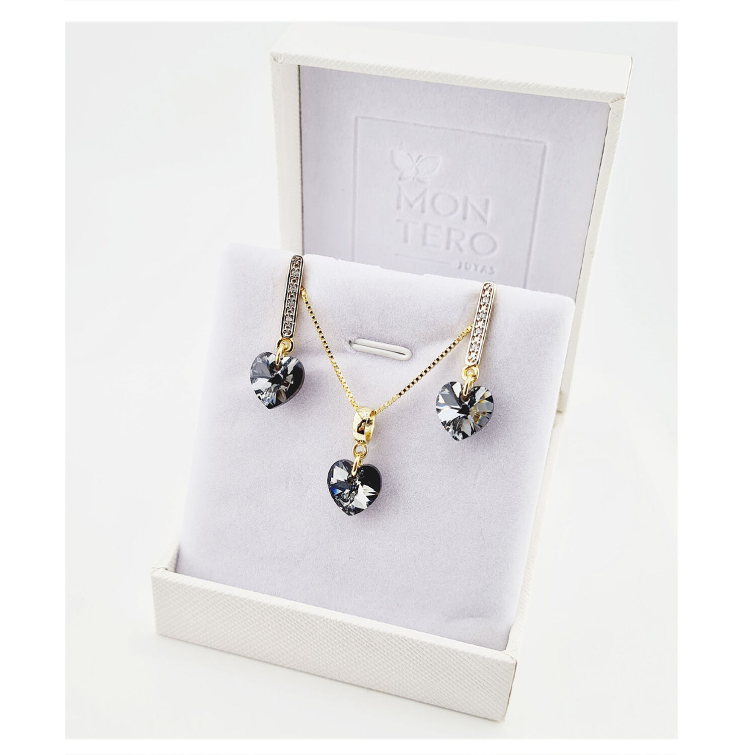 Conjunto Romance Gold Cristales Genuinos Silver Night image number 2.0