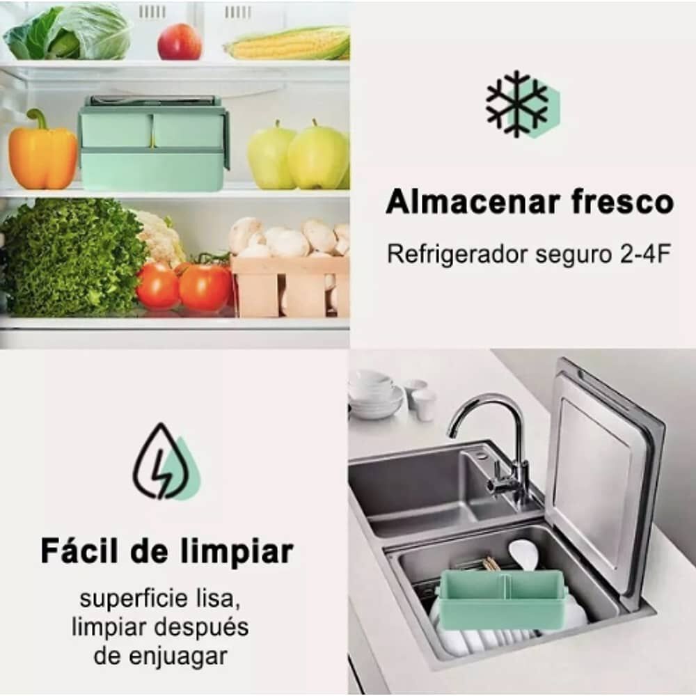 Lunch Box 2 Niveles Fiambrera Desmontable Con Cubiertos image number 5.0