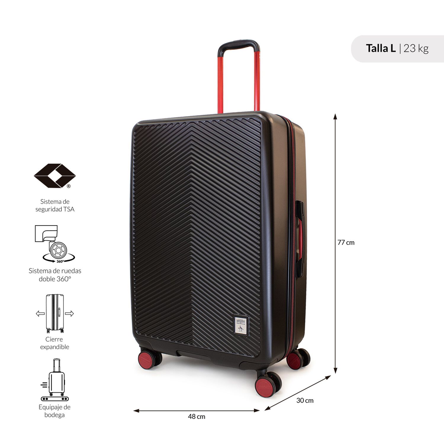 Pack 2 Maletas Cabina S 10k + L 23k Slay Negra Con Rojo Penguin image number 2.0