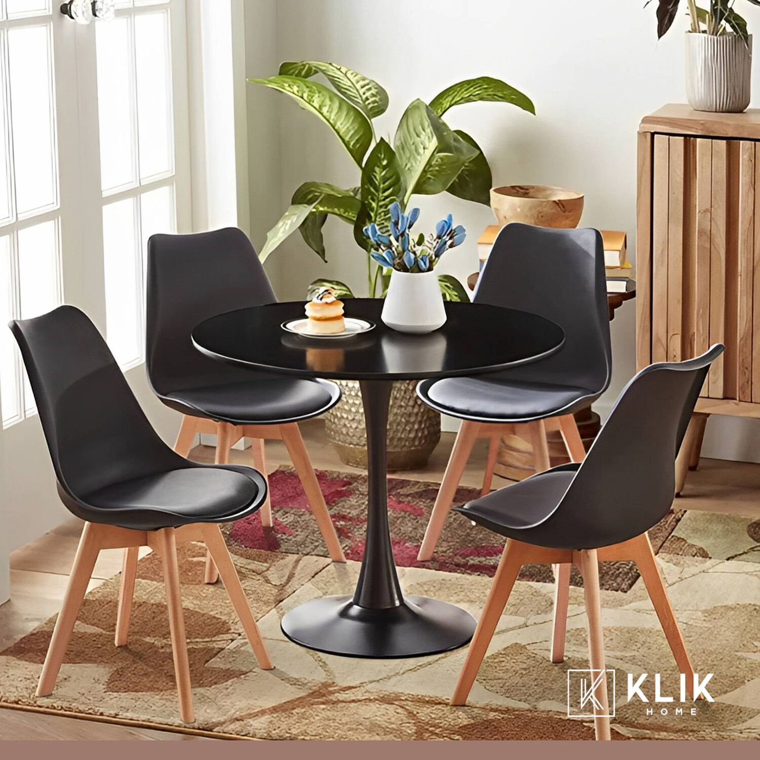 Comedor Tulip Negro 80cm - 4 Sillas Tulip Negras image number 7.0