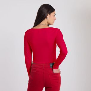 Polera Crop Manga Larga Cuello Cuadrado Mujer Rolly Go