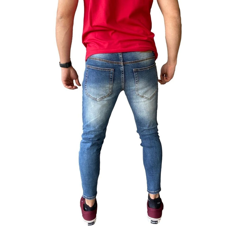 Jeans S&uacute;per Slim Fit Destroyed Azul Focalizado image number 1.0
