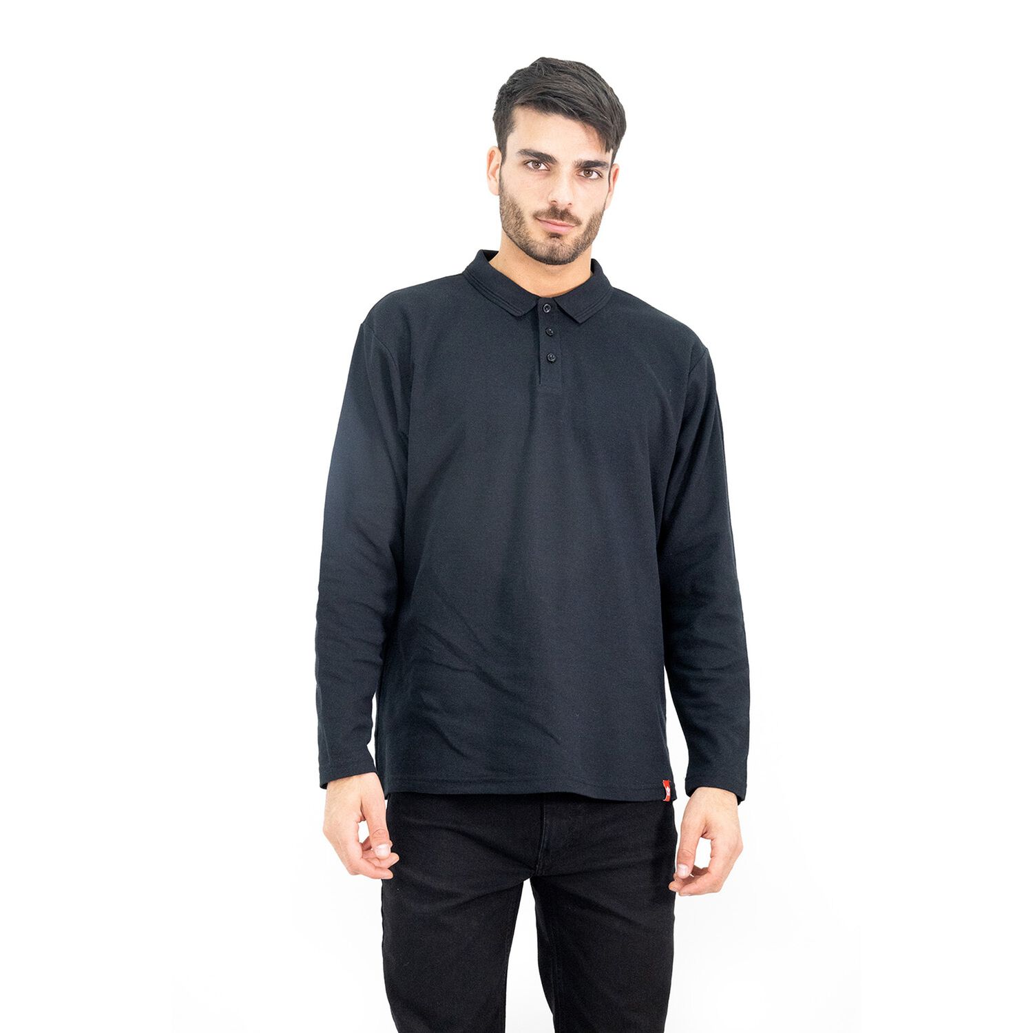 Polera Pique Quebec Manga Larga Negro Hombre image number 0.0