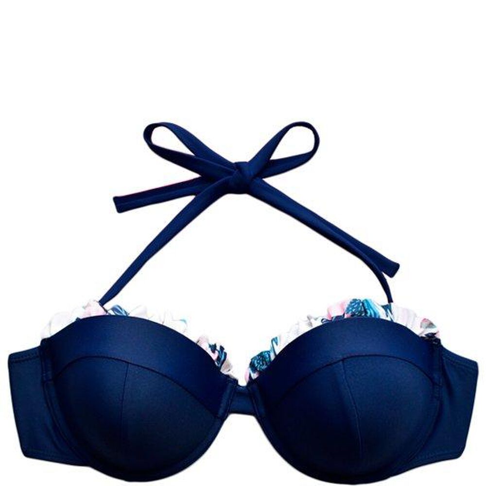 Bikini Strapless Con Vuelos Azul image number 2.0