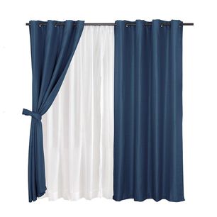 Set Cortina Jqd Rustica 8pzas Argolla 140x220 Azul