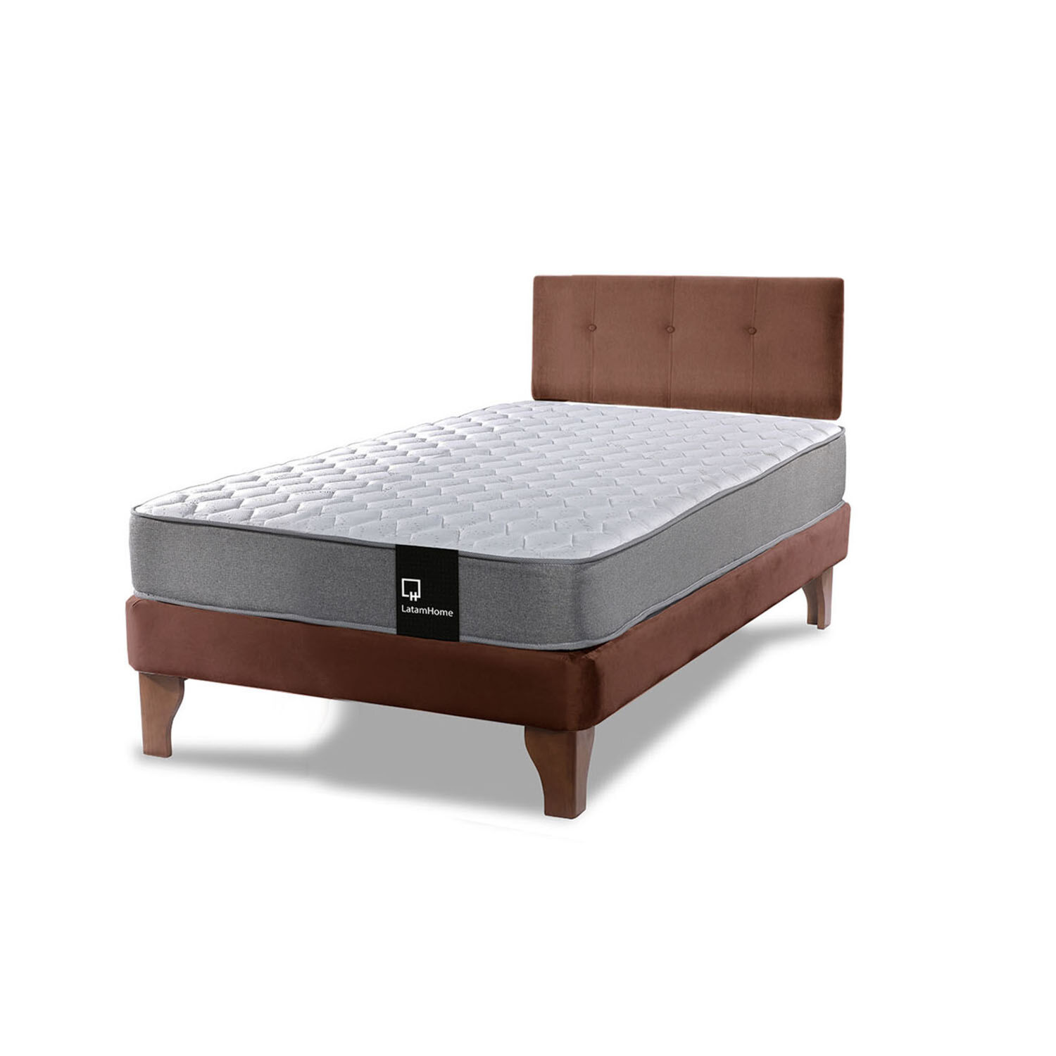 Cama Europea Zen Best 1.5 Plaza Tela Velvet Chocolate + Respaldo image number 1.0