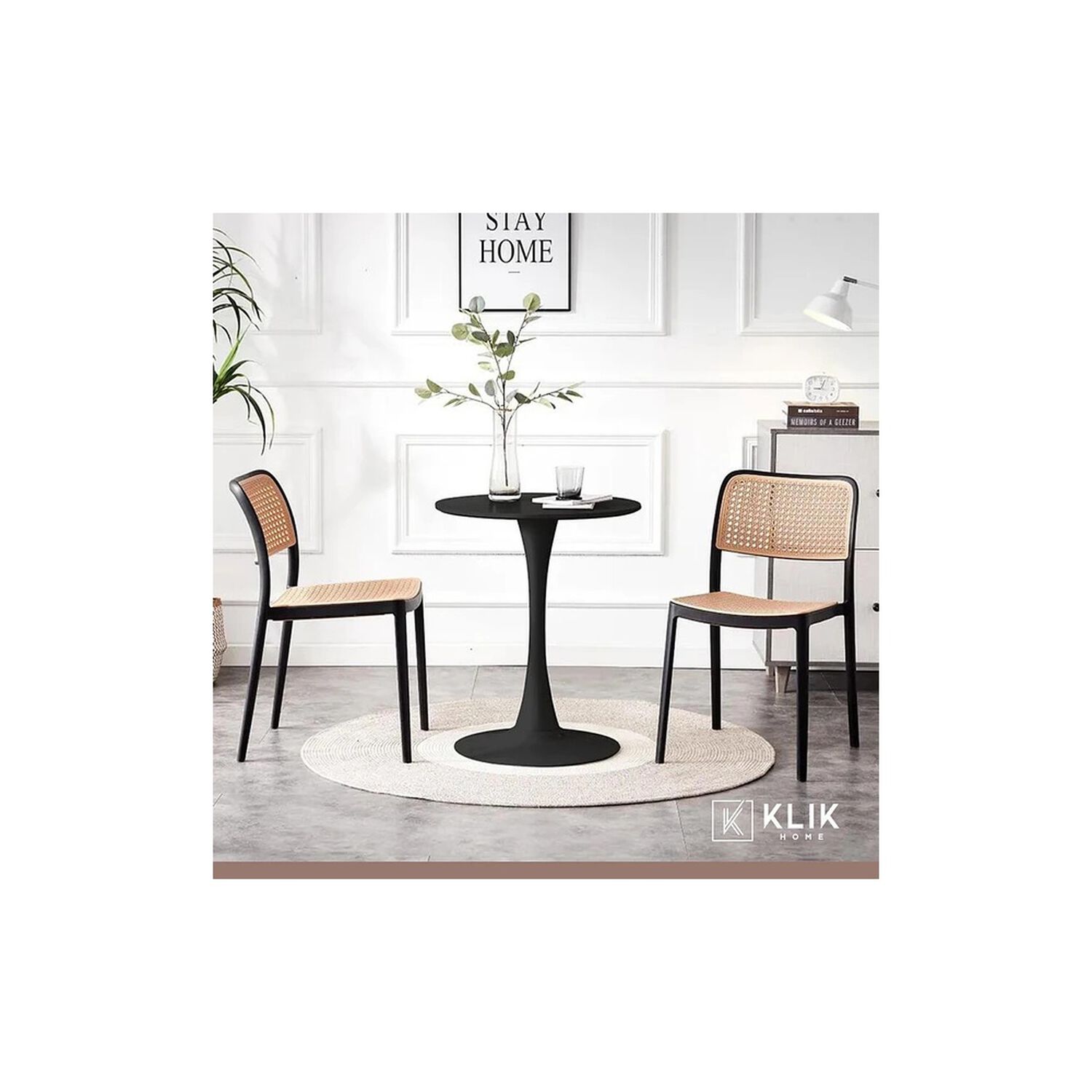 Comedor Mesa Tulip Negra + 4 Sillas Comedor Enrejada Negra image number 7.0