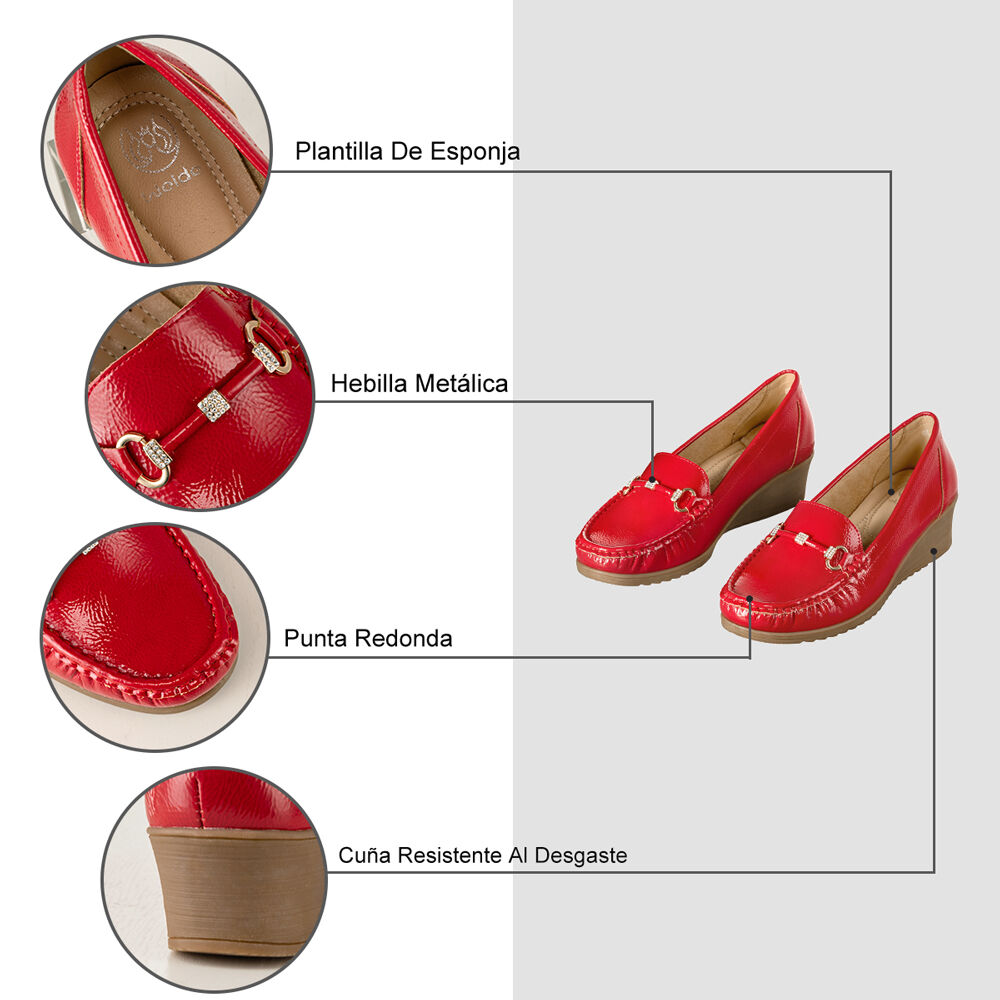 Mocasin Casual Mujer Vintage Cu&ntilde;a Charol Metalica Weide Js73 image number 6.0