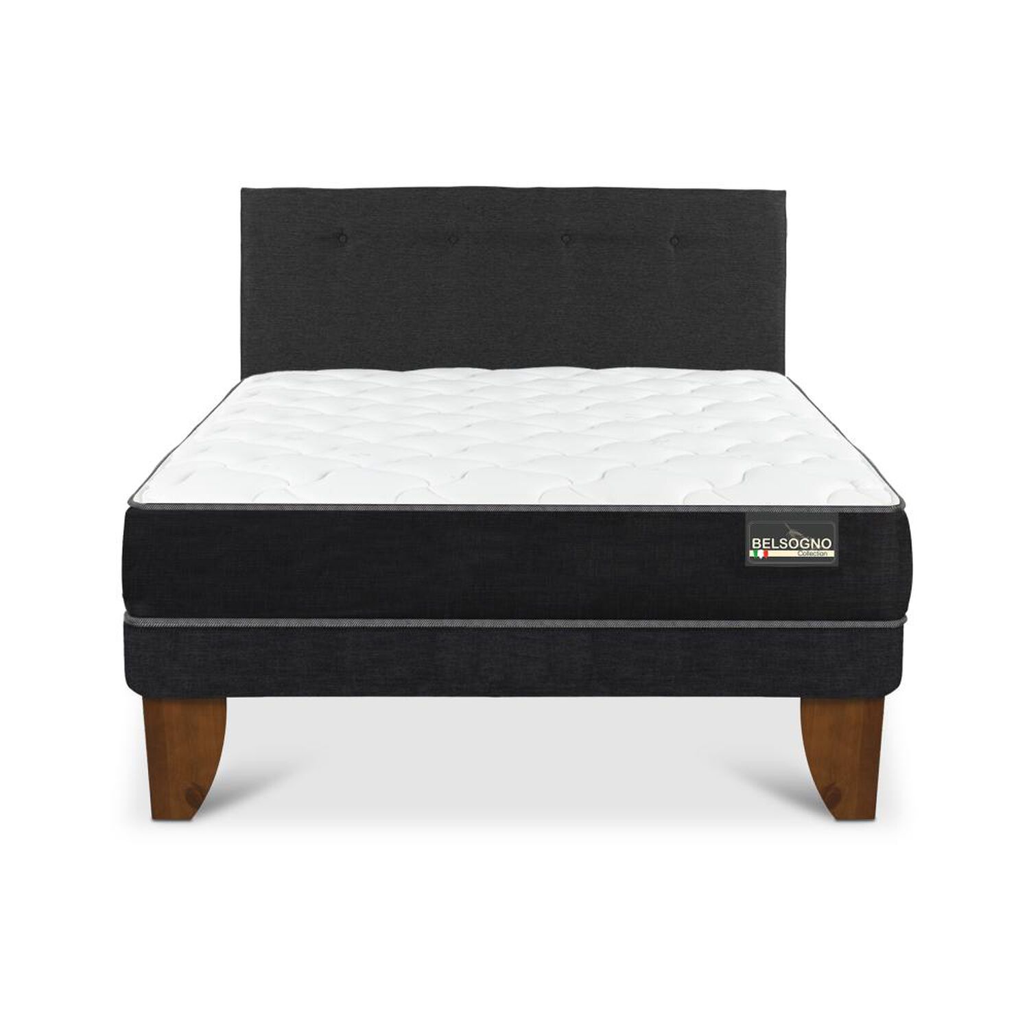 Cama Europea Belsogno Black / 2 Plazas / Base Normal + Respaldo image number 0.0