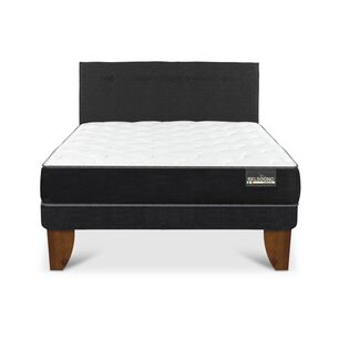 Cama Europea Belsogno Black / 2 Plazas / Base Normal + Respaldo