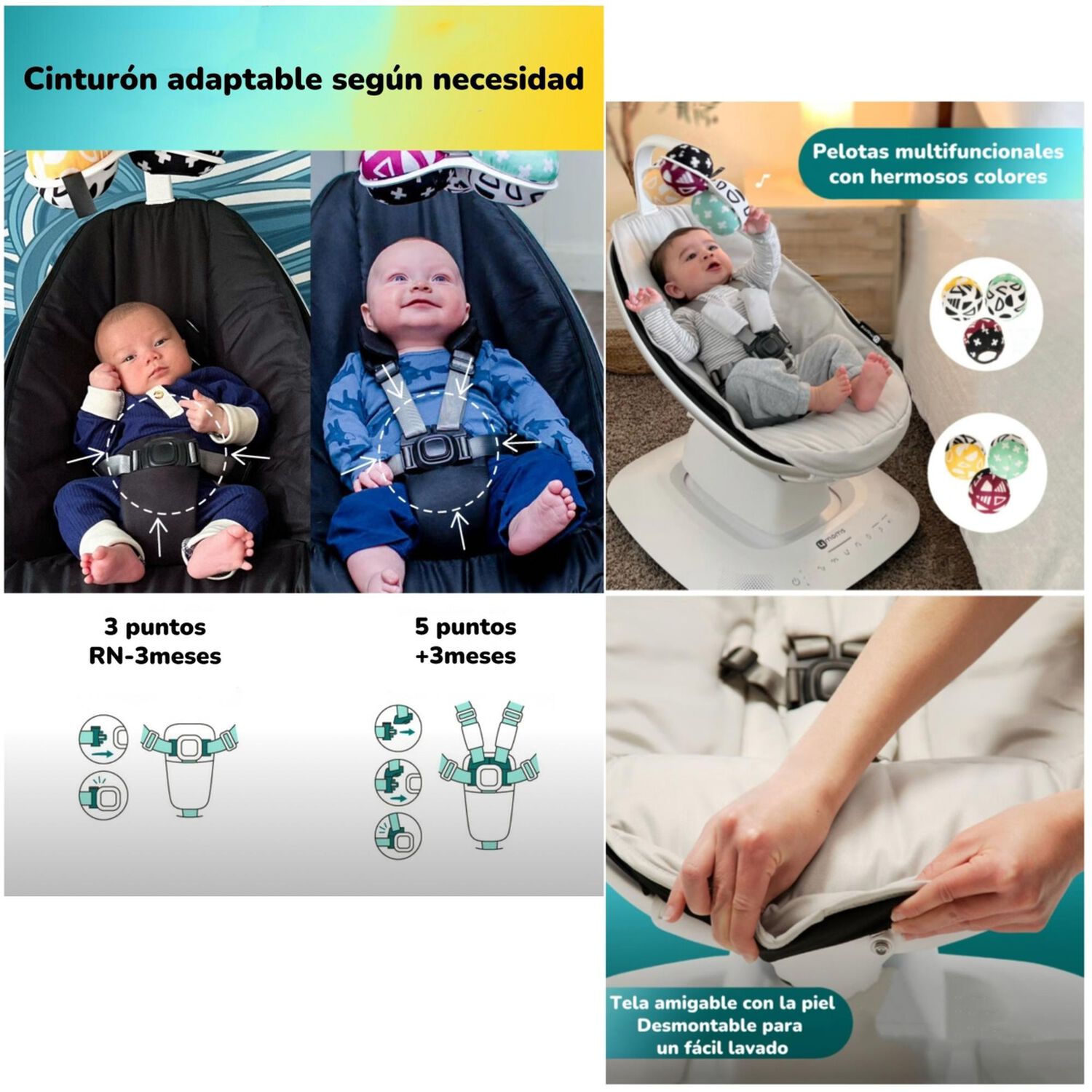 Mecedora El&eacute;ctrica Con Melod&iacute;as Bluetooth 4 Moms Lubabycas image number 4.0