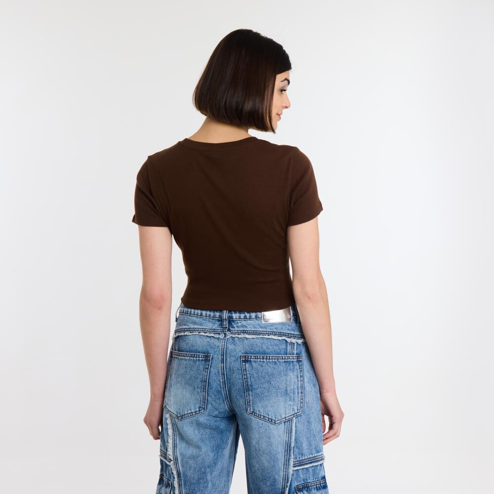 Polera Crop Print Manga Corta Cuello Redondo Mujer Rolly Go image number 3.0