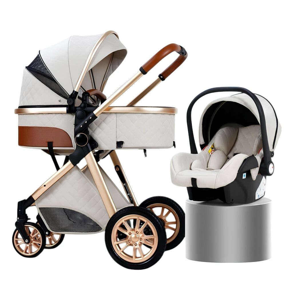 Coche Deluxe Con Silla Nido Y Accesorios Blanco Lubabycas image number 8.0
