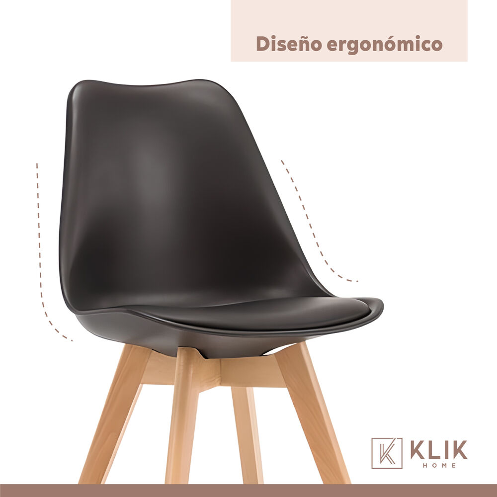 Comedor Mesa Eames Vidrio 100 Cm + 4 Sillas Tulip Negras image number 7.0