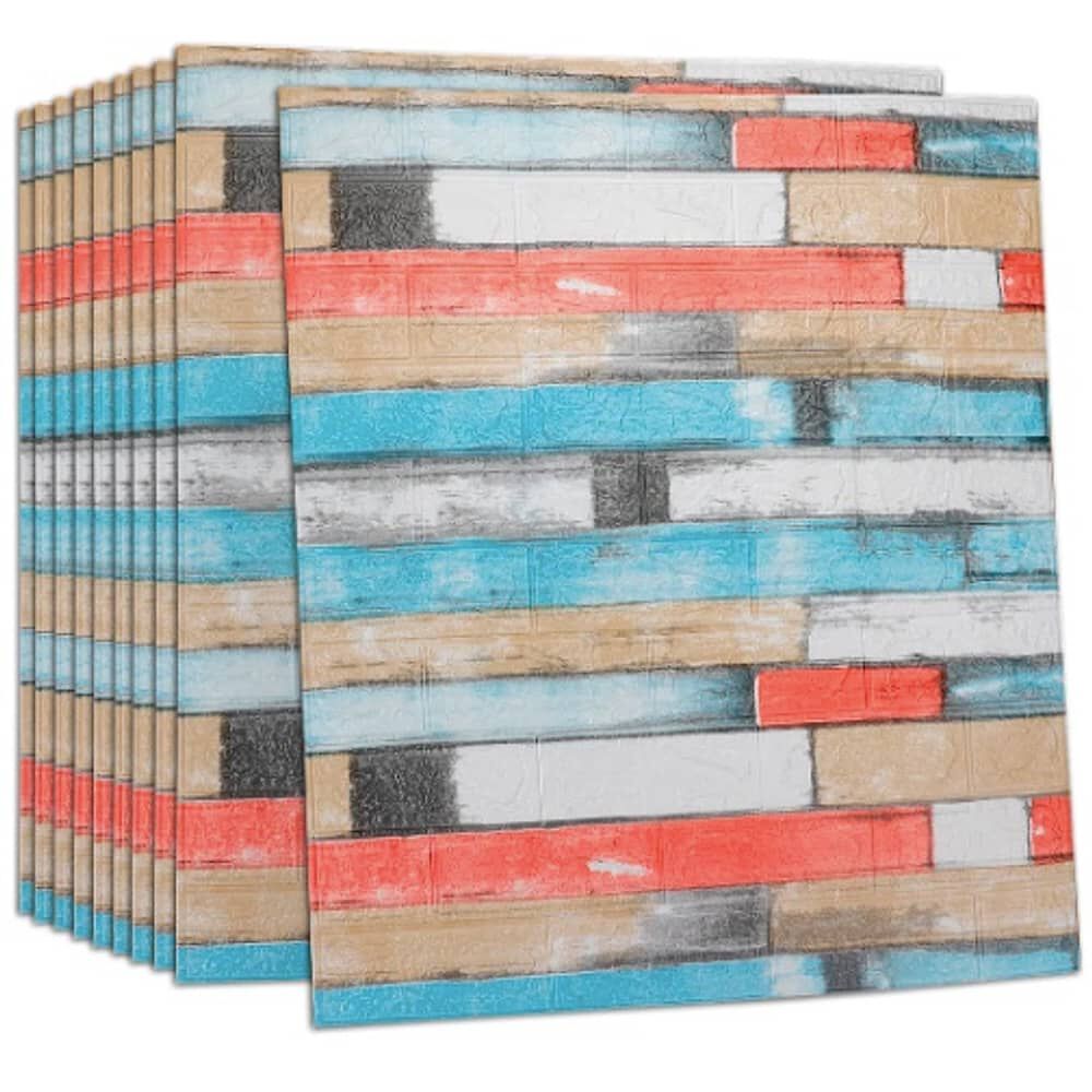 Pack 10 Lamina Papel Mural Autoadhesivo 3d Ladrillo Multicolor image number 0.0