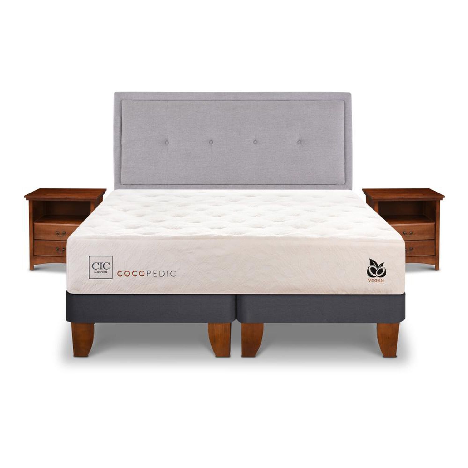 Cama Europea Cic Cocopedic / 2 Plazas / Base Dividida + Set De Maderas image number 0.0