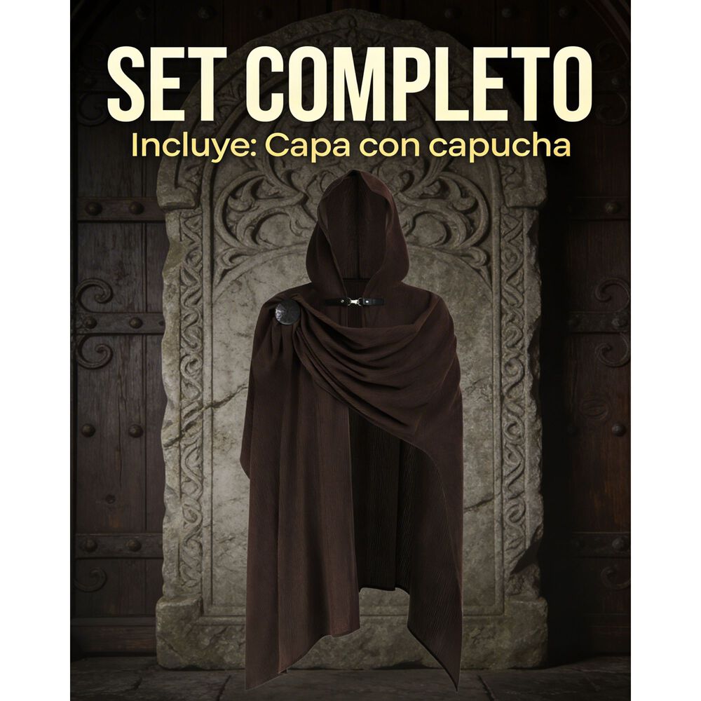 Disfraz Tunica Capa Con Capucha Medieval Con Broche Para Cosplay Halloween Y Teatro Unisex image number 35.0