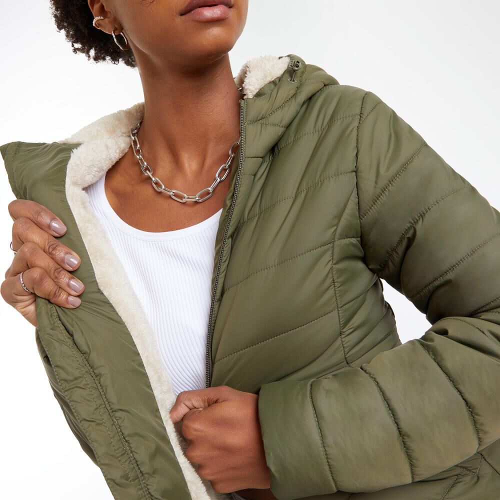 Parka Básica Interior Peludo Cuello Alto Con Capucha Mujer Rolly Go image number 4.0