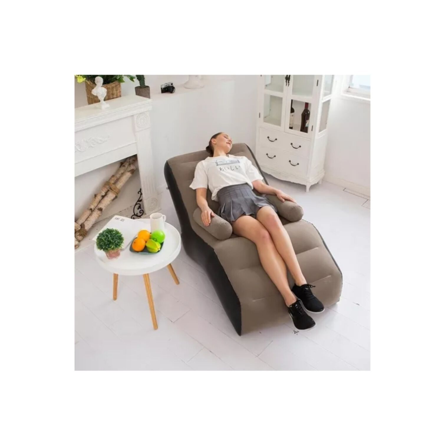 Sof&aacute; Sill&oacute;n Silla Puff Inflable Apoya Brazos Tumbona Camping image number 9.0