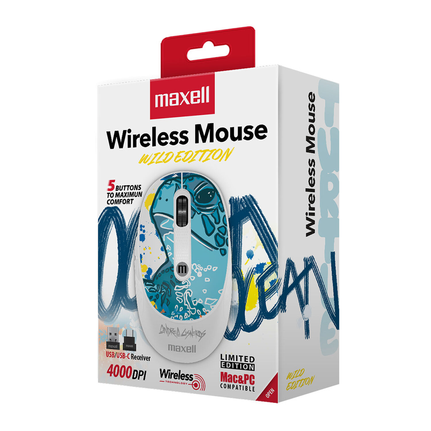 Mouse Inal&aacute;mbrico Maxell Dise&ntilde;o Wild 4000dpi Usb/usb-c Tortuga image number 3.0
