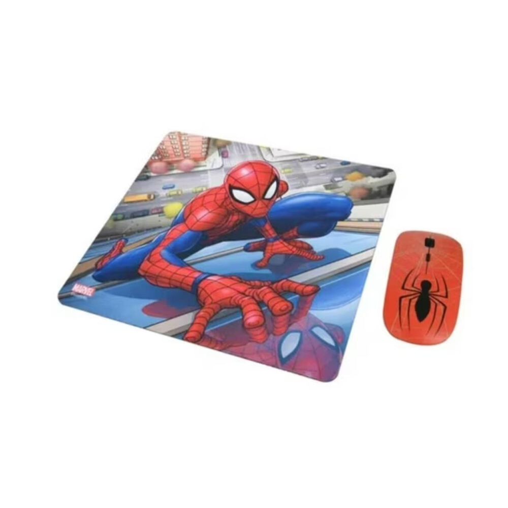 Kit Mouse Inalambrico Usb 3b Rojo Y Mousepad Spider Man image number 2.0
