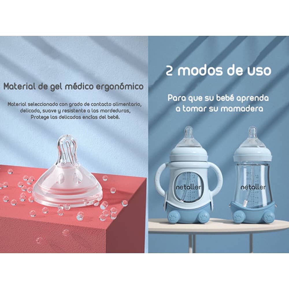 Mamaderas Con Chupetes Y Protector Lubabycas Rosada image number 2.0