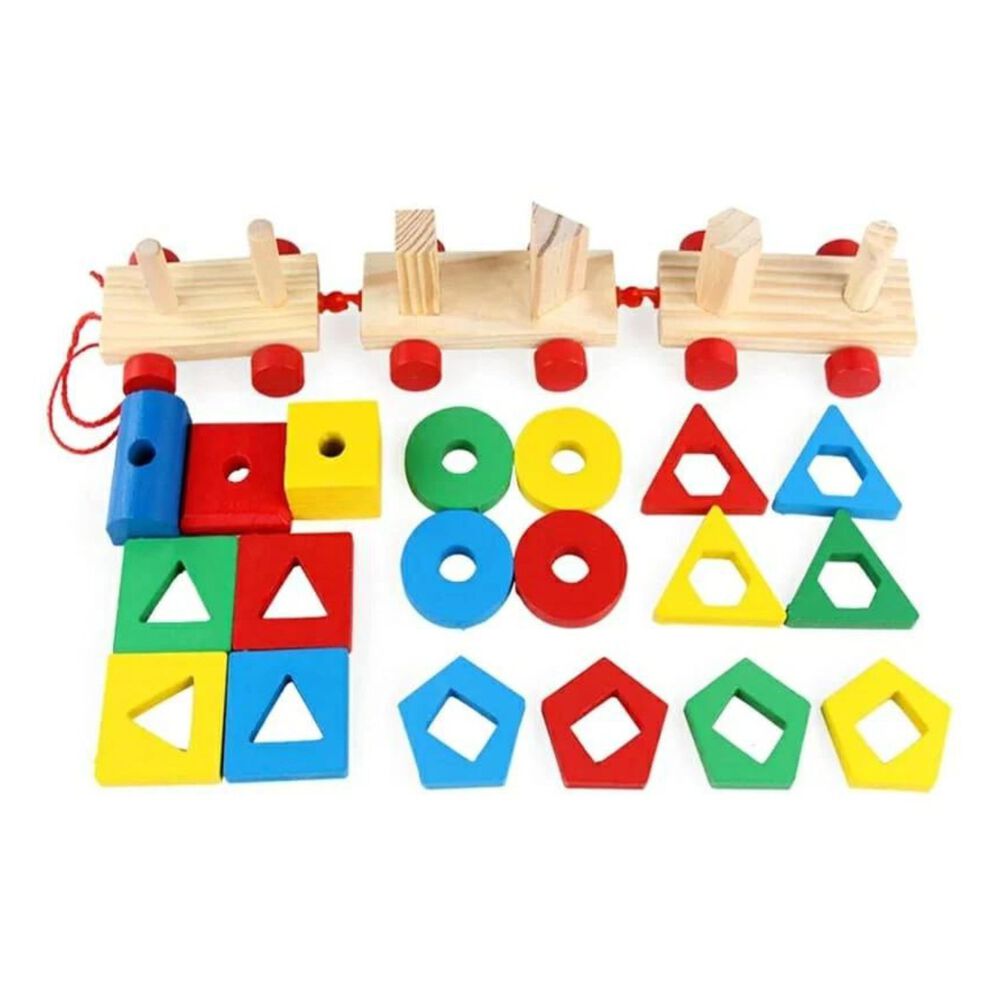 Tren De Encaje De Madera Con Figuras Geom&eacute;tricas De 38 Cm image number 2.0