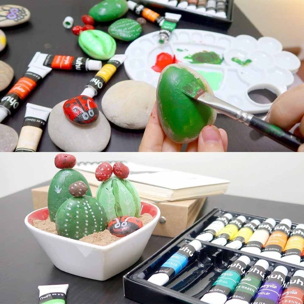 Set 24 Pinturas Acrílicas 12ml + 6 Pinceles image number 1.0