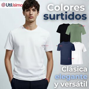 Pack 6 Camisetas Poleras 100% Bamb&uacute; B&aacute;sicas Lisa El&aacute;stica Hombre Colores Surtidos