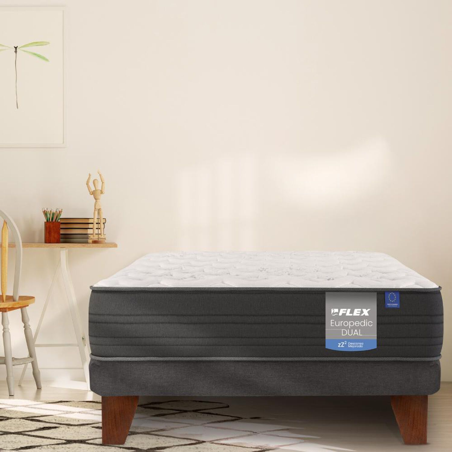 Cama Europea Flex Europedic Dual / 1 Plaza / Base Normal + Respaldo image number 4.0
