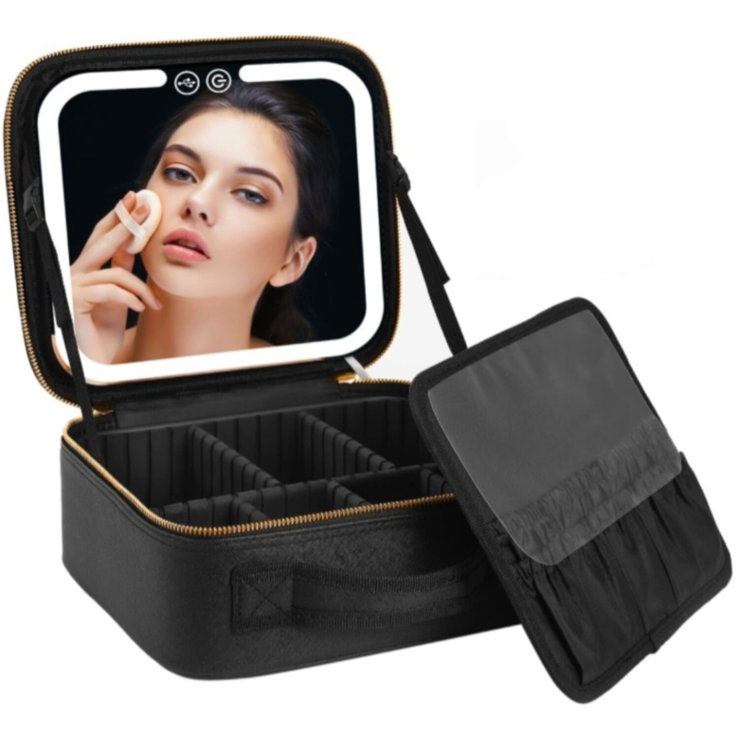 Cosmetiquero Maletin Con Espejo Led Y Divisiones Ajustables image number 4.0