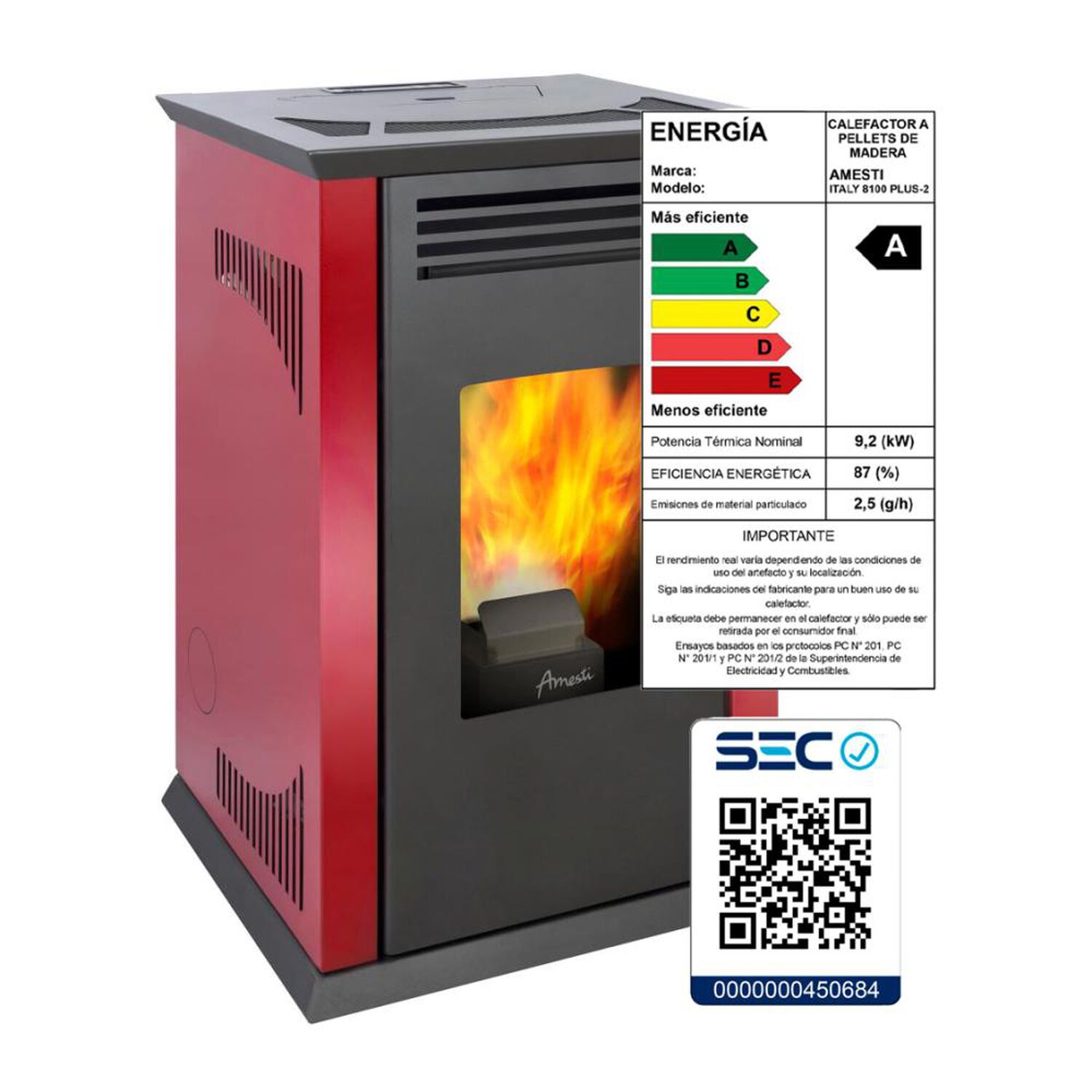 Estufa A Pellet Amesti Italy 8100 R image number 5.0