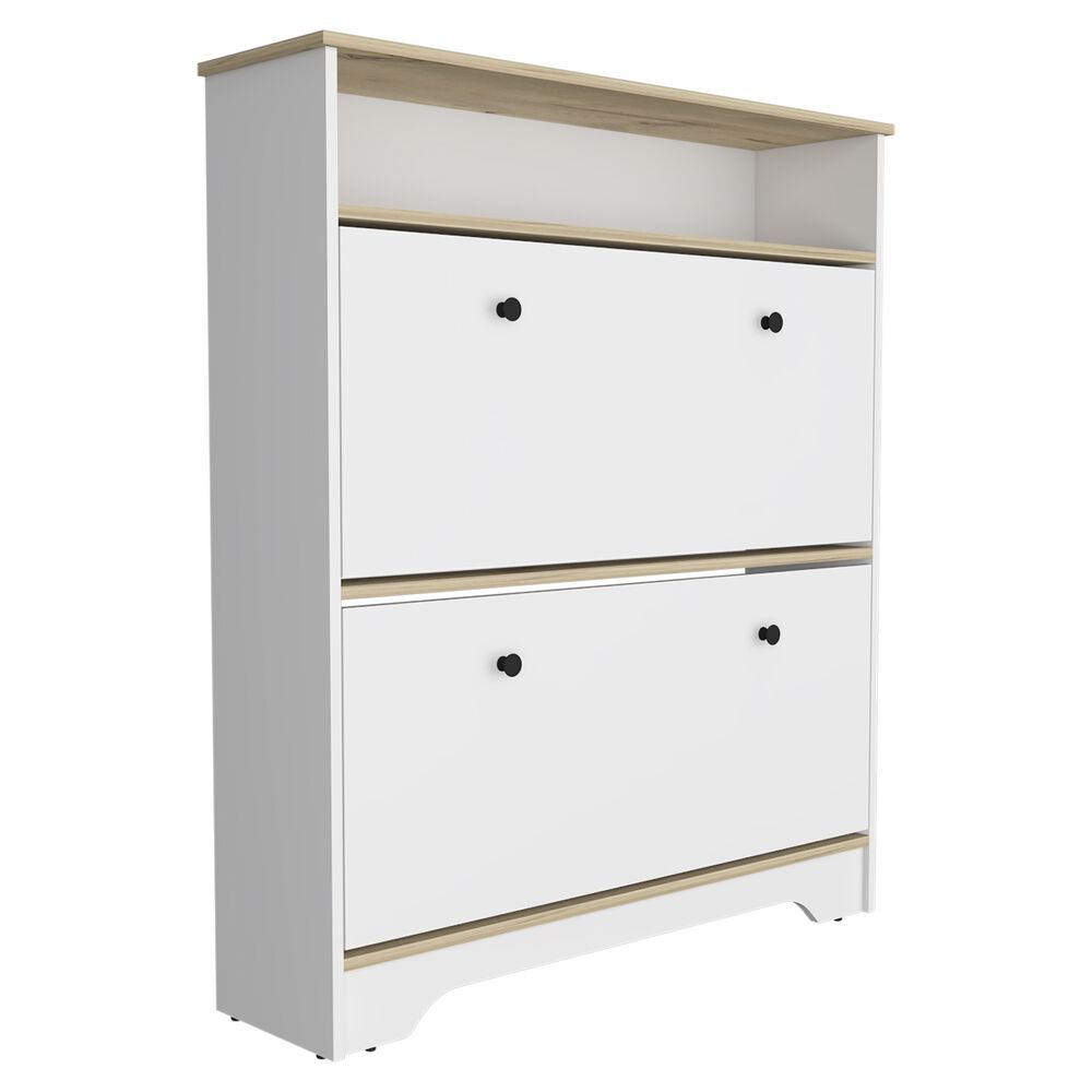 Comoda Zapatero 2 Puertas Fm-017b - Blanco Y Cafe Claro image number 0.0