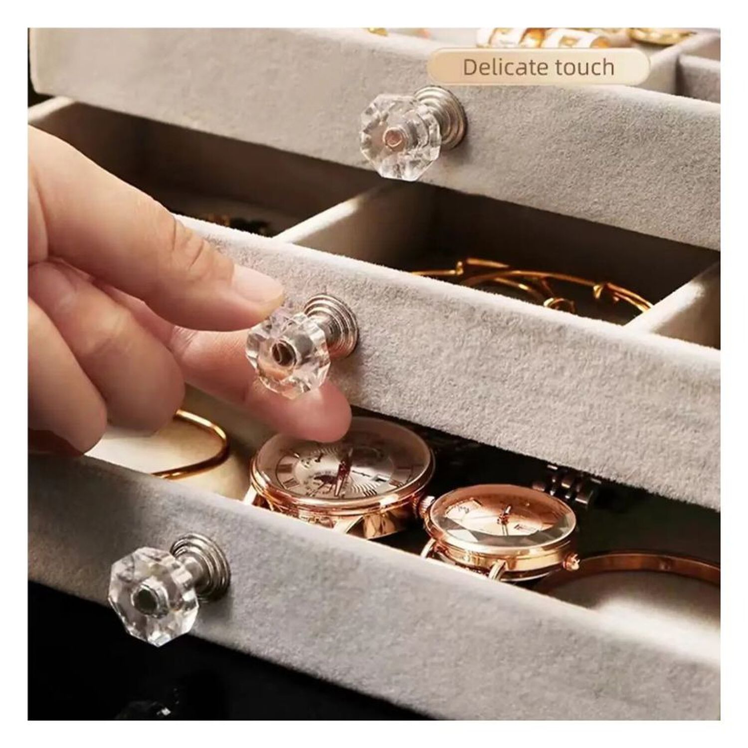 Joyero Organizador Acr&iacute;lico 3 Niveles Caja De Joyas Terciopelo image number 6.0