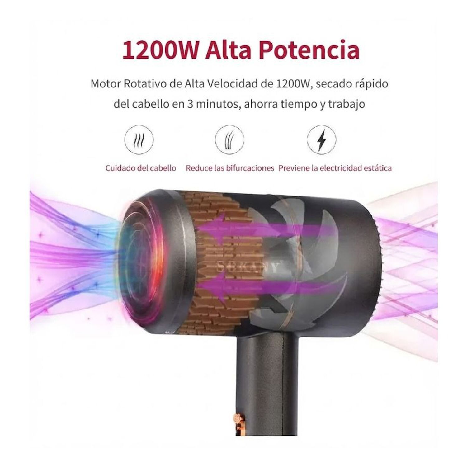 Secador Pelo Profesional Sokany Secado R&aacute;pido 1200w image number 6.0
