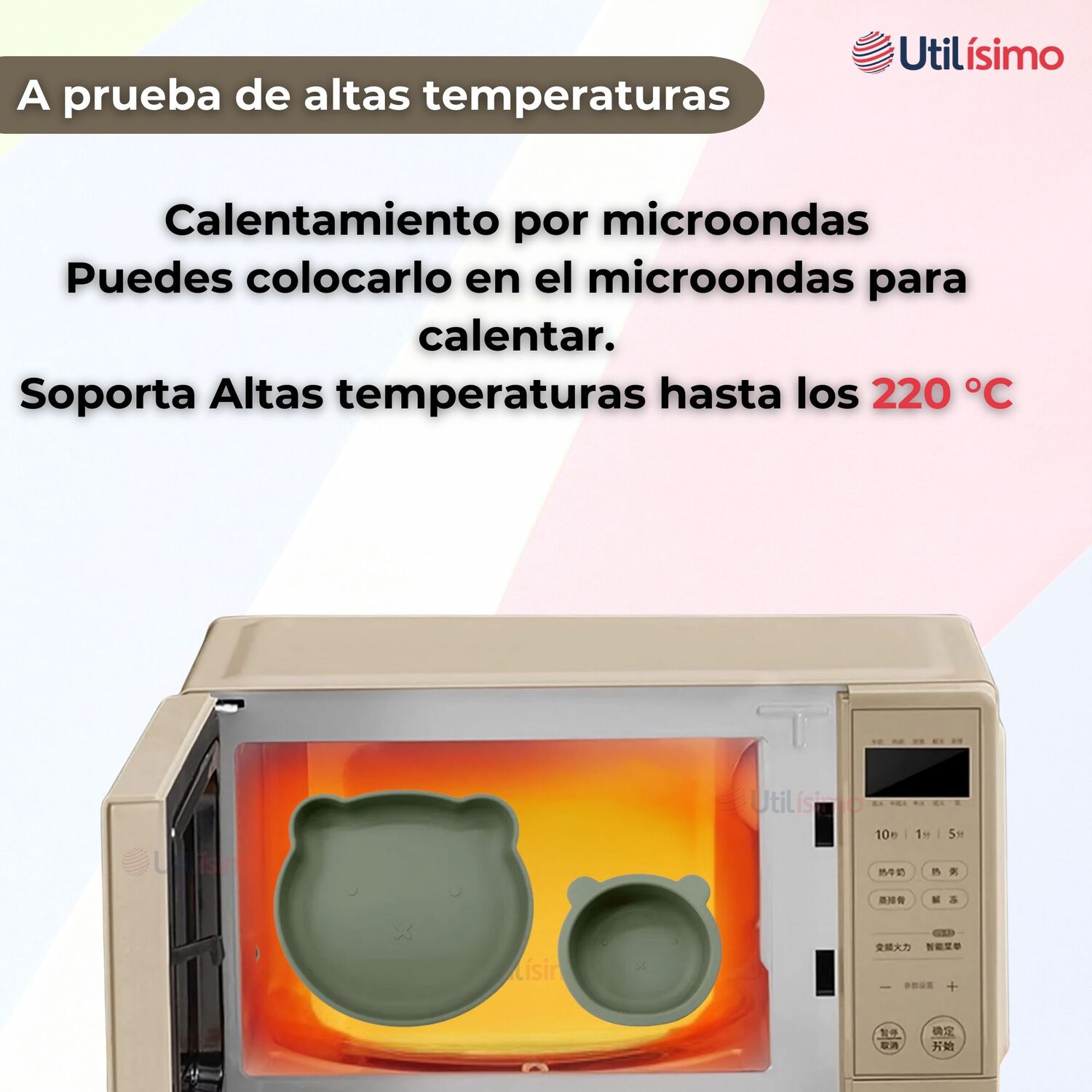 Set De Alimentaci&oacute;n Beb&eacute; Silicona 5 Piezas De Osito Libre Bpa Color Verde image number 7.0