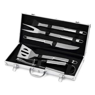 Kit Parrilla 5 Piezas Acero Inoxidable Maleta Portátil
