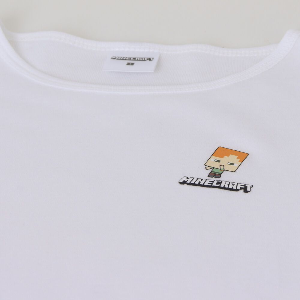 Bipack Camiseta Escolar Ni&ntilde;o Manga Larga Blanco Minecraft image number 3.0