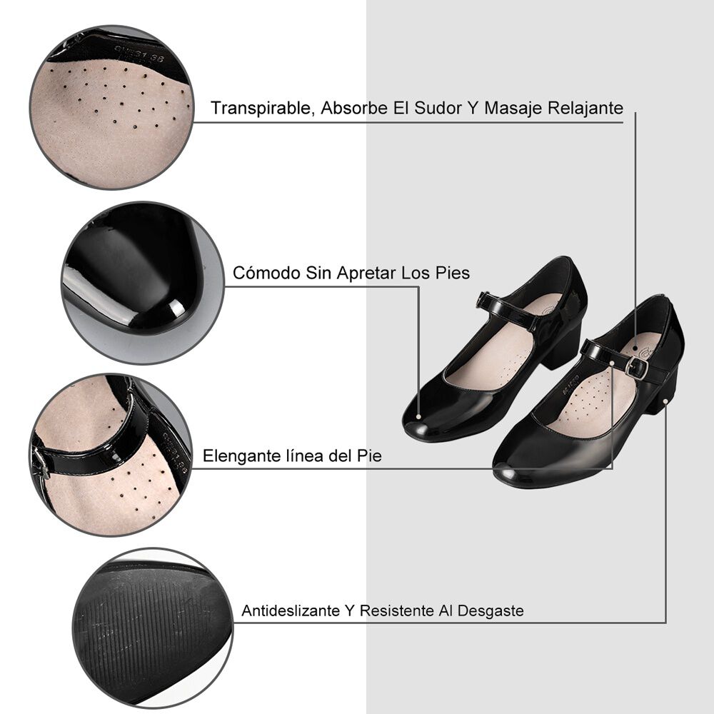 Zapatos Mary Jane Con Taco Charol C&oacute;modo Mujer Weide Ghe31 image number 7.0